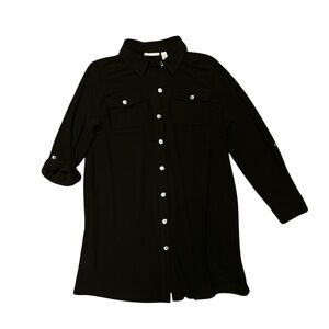 Susan Graver black button down shirt dress size M